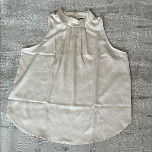 Ann Taylor Ivory High-Neck Pleated Sleeveless Camisole